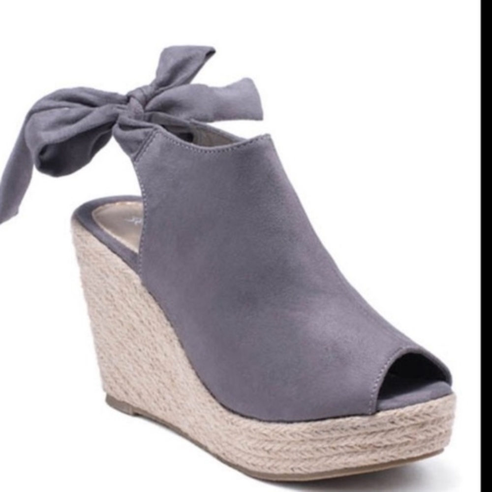Vegan Suede Peep toe espadrilles - Picture 2 of 4